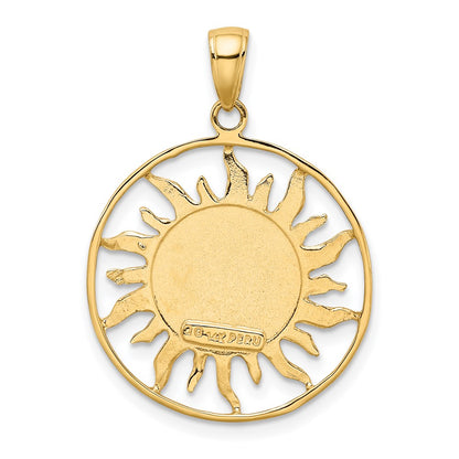 14k Yellow Gold Diamond-cut Sun with Moon and Stars Charm