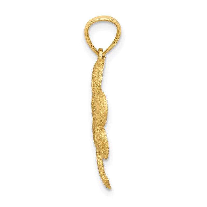 14k Yellow Gold Brushed Diamond-cut Shamrock Pendant