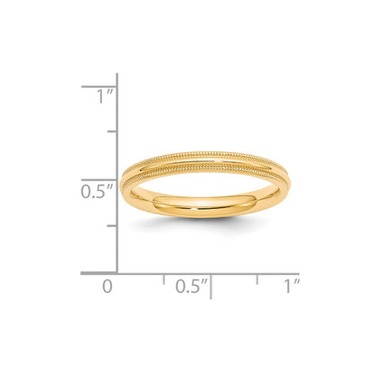 Solid 18K Yellow Gold 3mm Milgrain Comfort Fit Men's/Women's Wedding Band Ring Size 9