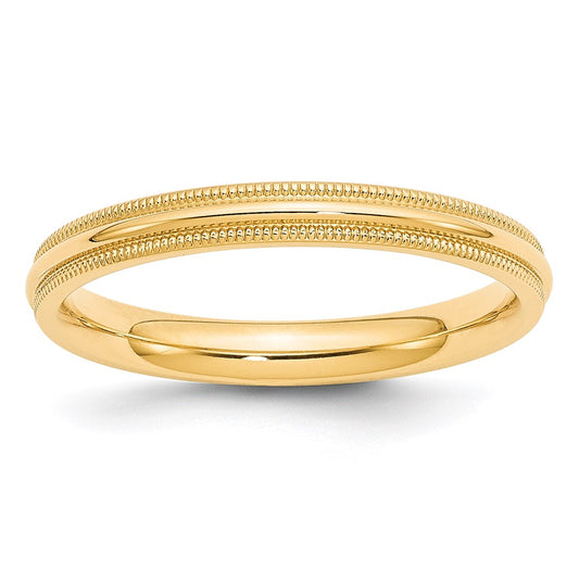 Solid 18K Yellow Gold 3mm Milgrain Comfort Fit Men's/Women's Wedding Band Ring Size 8.5