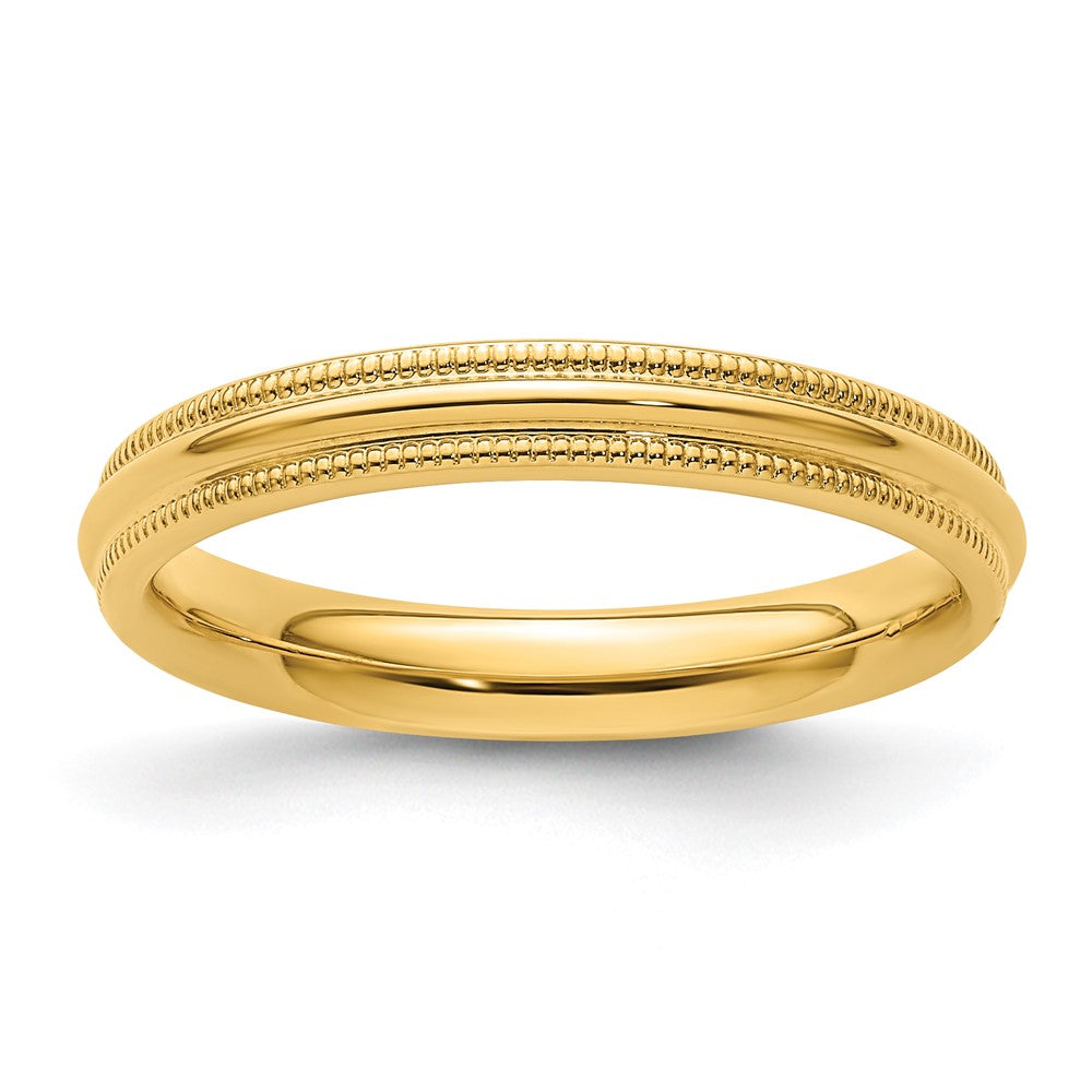 Solid 14K Yellow Gold 3mm Milgrain Comfort Fit Men's/Women's Wedding Band Ring Size 8