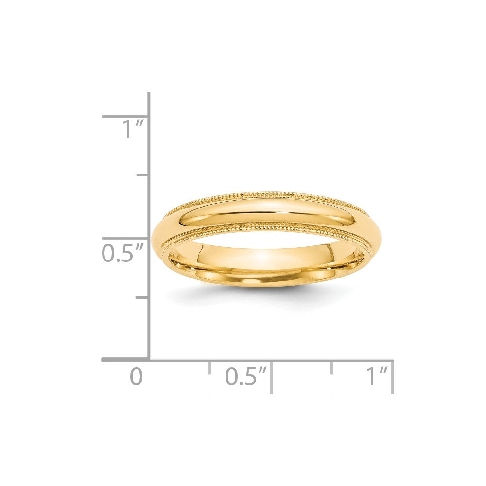 Solid 14K Yellow Gold 4mm Milgrain Comfort Wedding Men's/Women's Wedding Band Ring Size 4