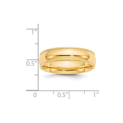 Solid 18K Yellow Gold 6mm Milgrain Comfort Wedding Men's/Women's Wedding Band Ring Size 10