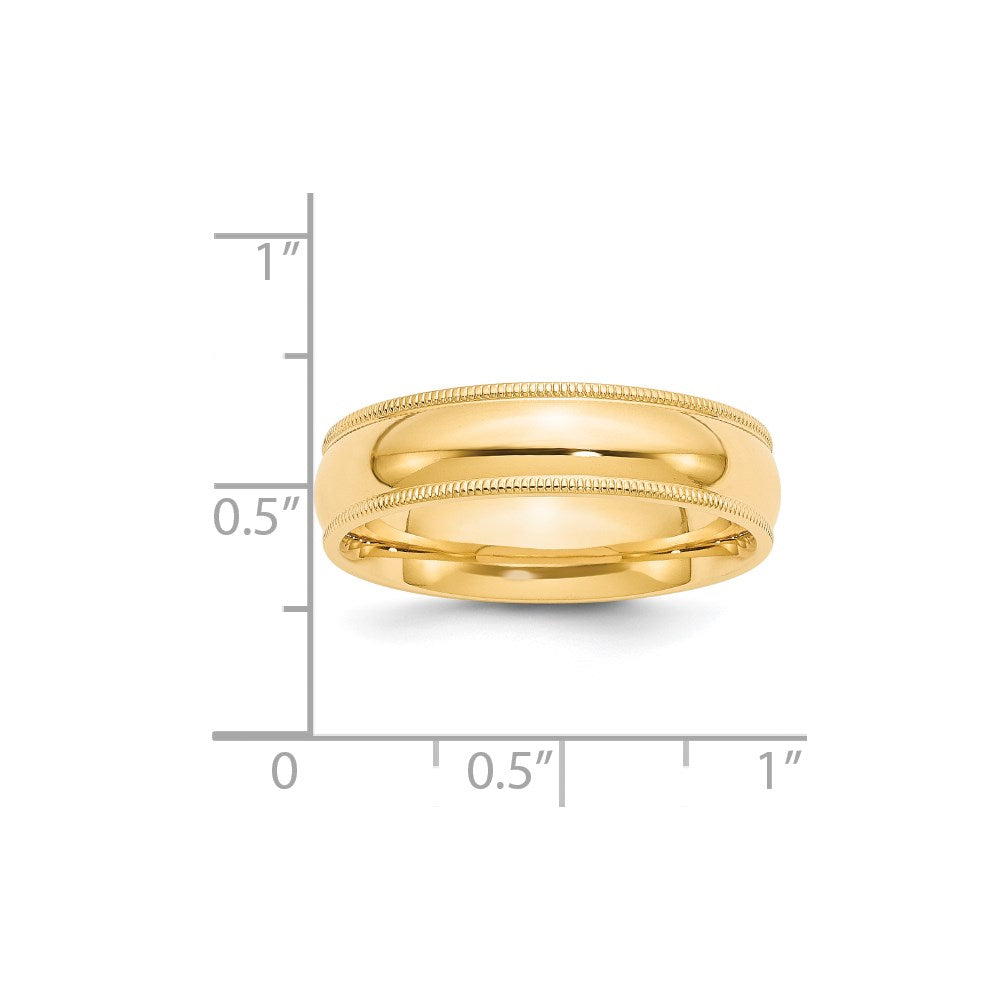 Solid 18K Yellow Gold 6mm Milgrain Comfort Fit Men's/Women's Wedding Band Ring Size 13