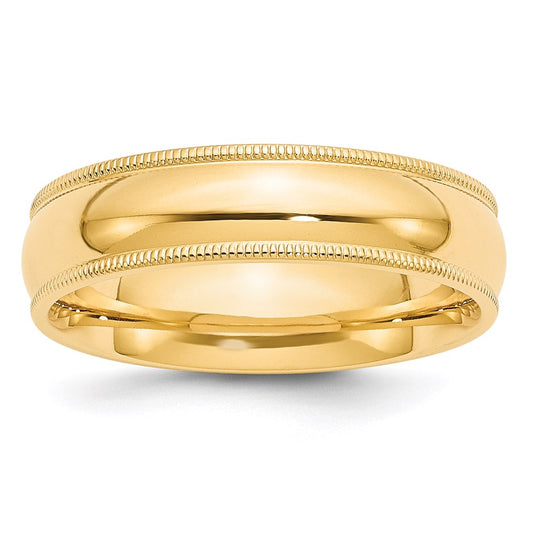 Solid 14K Yellow Gold 6mm Milgrain Comfort Fit Men's/Women's Wedding Band Ring Size 14