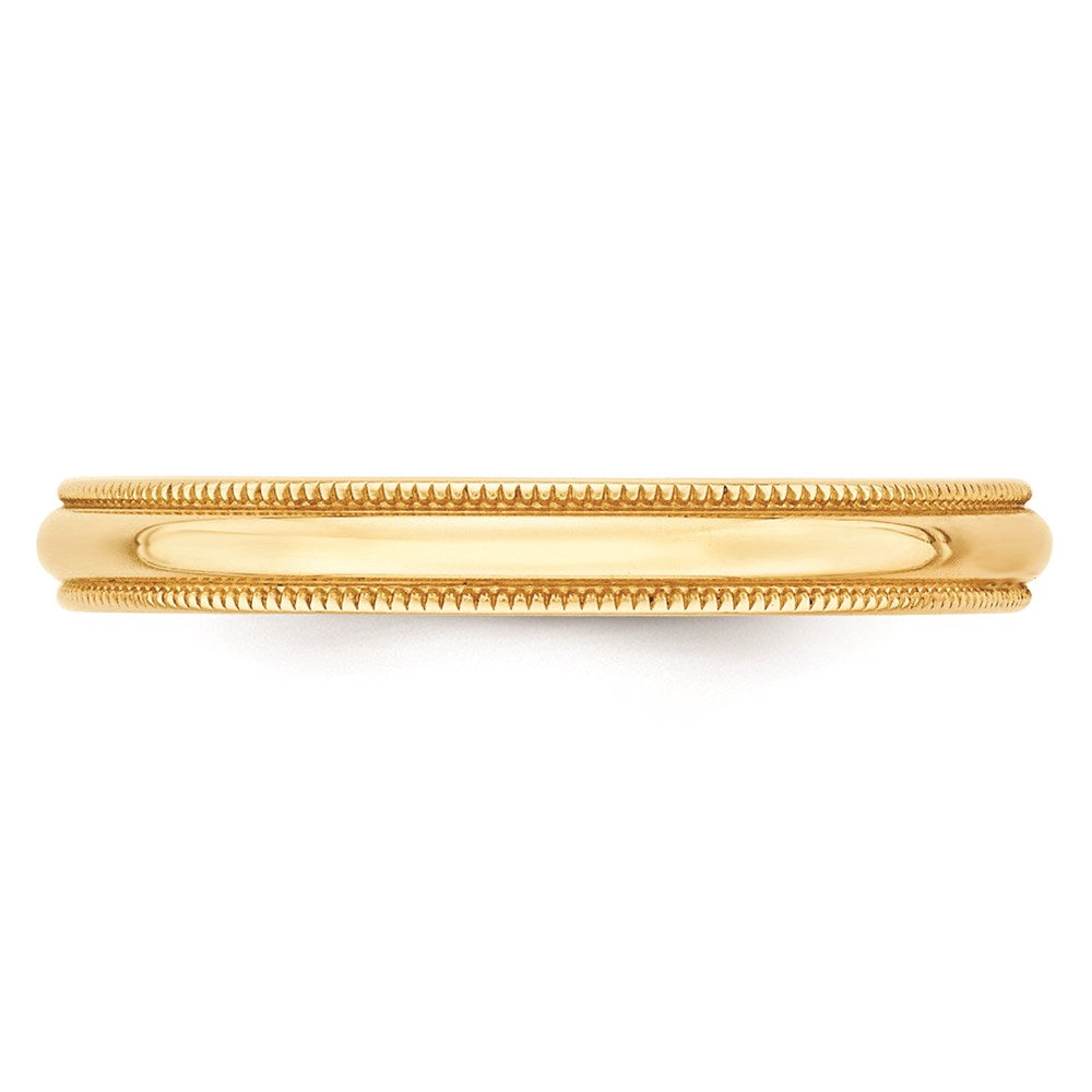 Solid 14K Yellow Gold 3mm Light Weight Milgrain Half Round Men's/Women's Wedding Band Ring Size 6.5