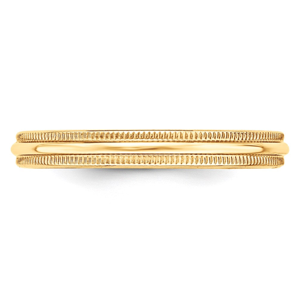 Solid 14K Yellow Gold 3mm Light Weight Milgrain Half Round Men's/Women's Wedding Band Ring Size 6.5