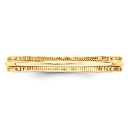 Solid 14K Yellow Gold 3mm Light Weight Milgrain Half Round Men's/Women's Wedding Band Ring Size 6.5