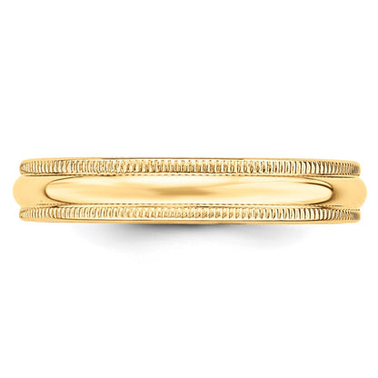 Solid 18K Yellow Gold 4mm Light Weight Milgrain Half Round Men's/Women's Wedding Band Ring Size 6
