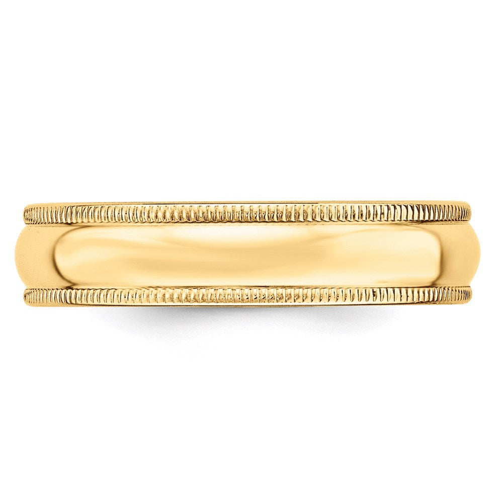Solid 18K Yellow Gold 5mm Light Weight Milgrain Half Round Men's/Women's Wedding Band Ring Size 13.5