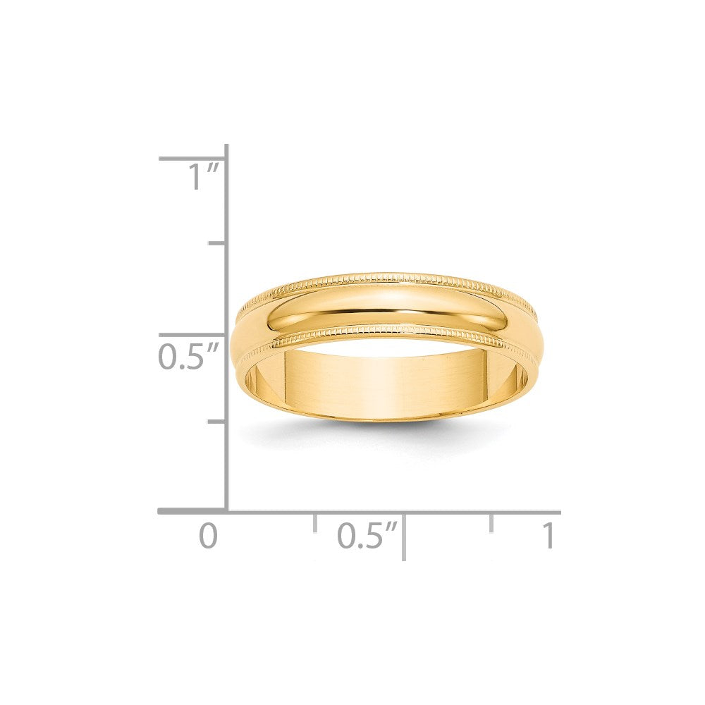 Solid 18K Yellow Gold 5mm Light Weight Milgrain Half Round Men's/Women's Wedding Band Ring Size 4