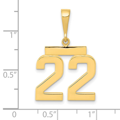 14k Yellow Gold Medium Polished Number 22 Charm