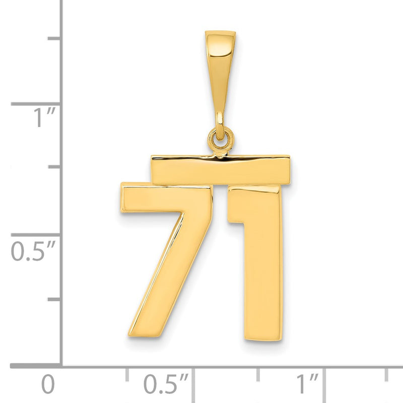14k Yellow Gold Medium Polished Number 71 Charm