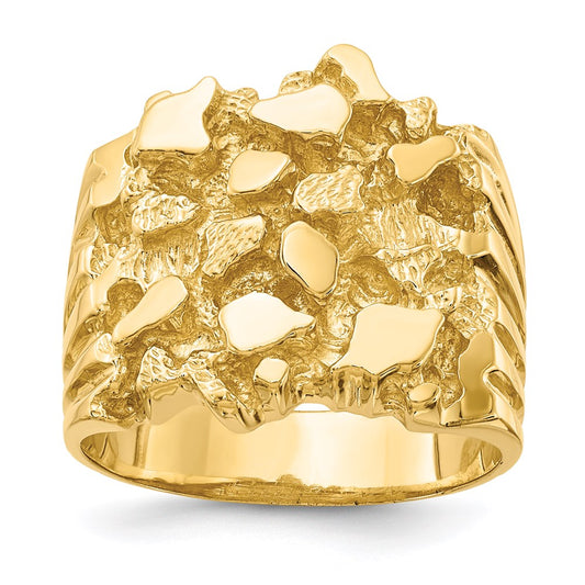 14K Yellow Gold Men's Nugget Ring