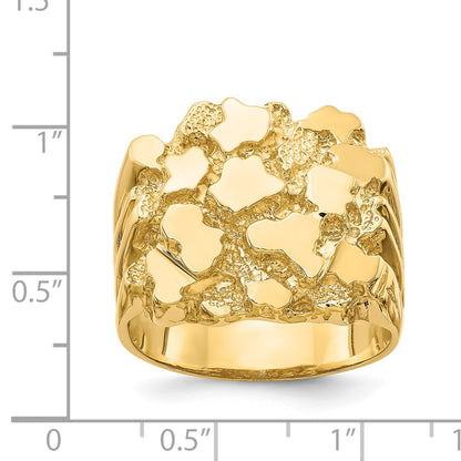 14K Yellow Gold Men's Nugget Ring