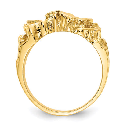 Solid 14K Yellow Gold Open Back Men's Nugget Ring