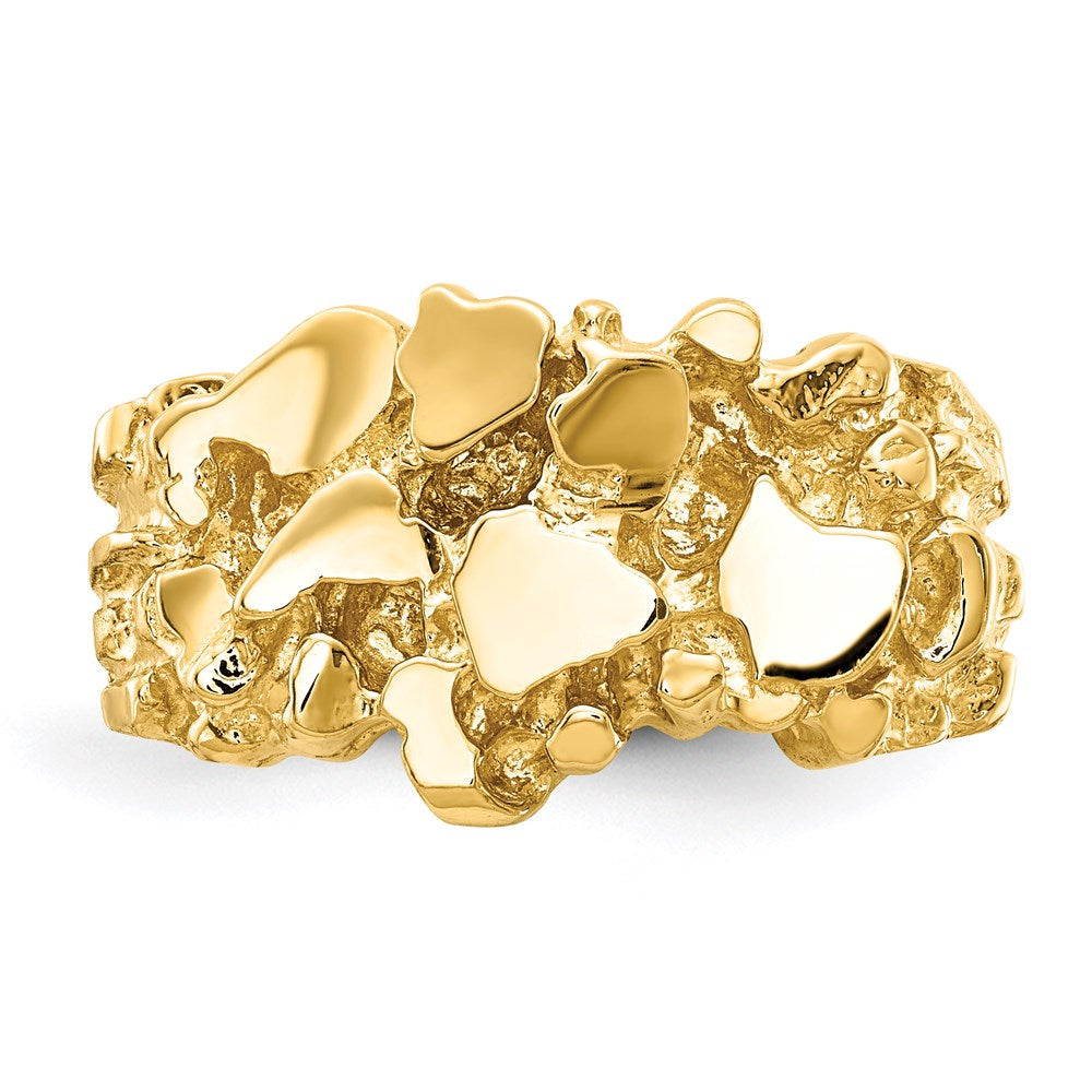 Solid 14K Yellow Gold Open Back Men's Nugget Ring