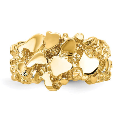Solid 14K Yellow Gold Open Back Men's Nugget Ring