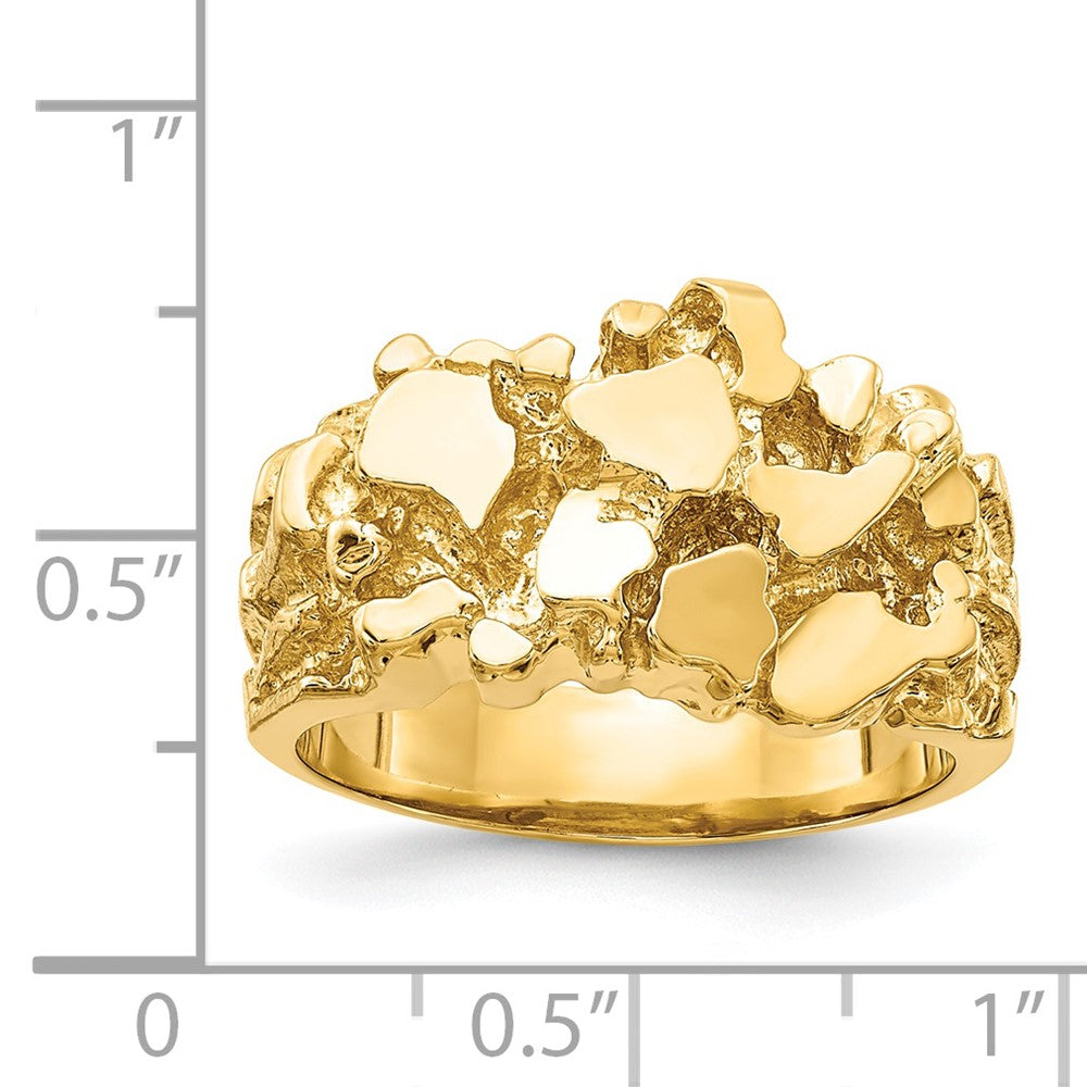 Solid 14K Yellow Gold Open Back Men's Nugget Ring