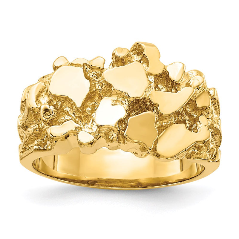 Solid 14K Yellow Gold Open Back Men's Nugget Ring