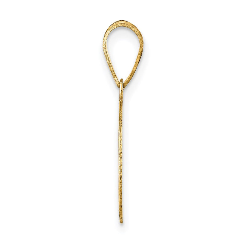 14k Yellow Gold Polished Number 2 Black Enamel Oval Pendant