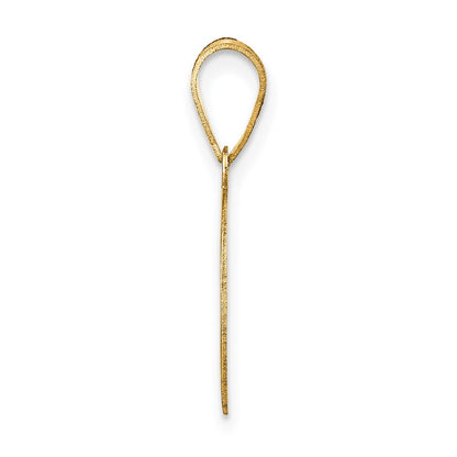 14k Yellow Gold Polished Number 3 Black Enamel Oval Pendant