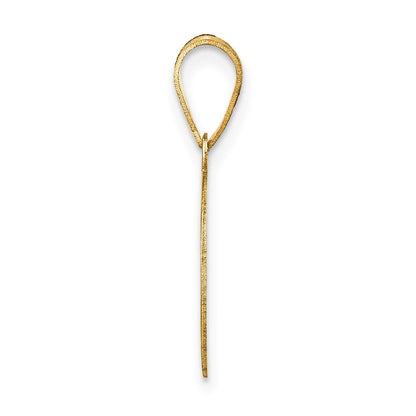 14k Yellow Gold Polished Number 5 Black Enamel Oval Pendant