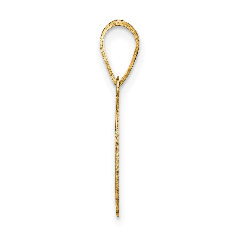 14k Yellow Gold Polished Number 5 Black Enamel Oval Pendant