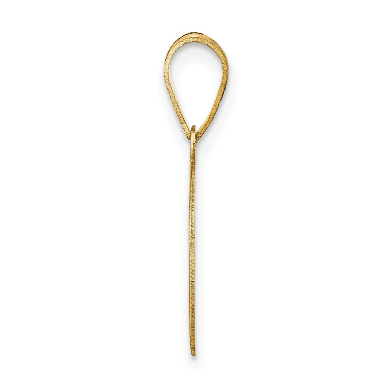 14k Yellow Gold Polished Number 6 Black Enamel Oval Pendant