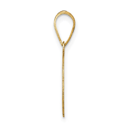 14k Yellow Gold Polished Number 7 Black Enamel Oval Pendant