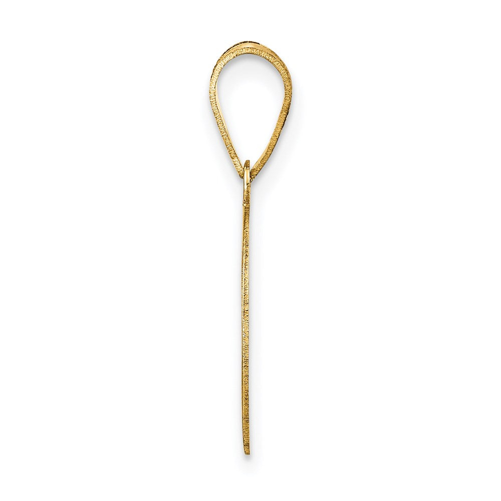 14k Yellow Gold Polished Number 8 Black Enamel Oval Pendant