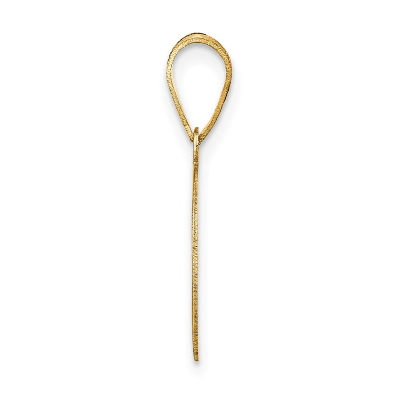 14k Yellow Gold Polished Number 8 Black Enamel Oval Pendant