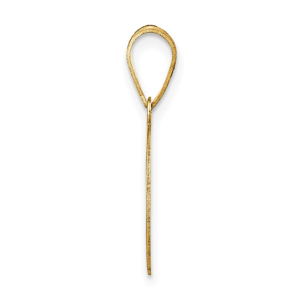 14k Yellow Gold Polished Number 45 Black Enamel Oval Pendant