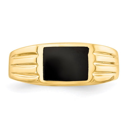 14K Yellow Gold Black Onyx Ring