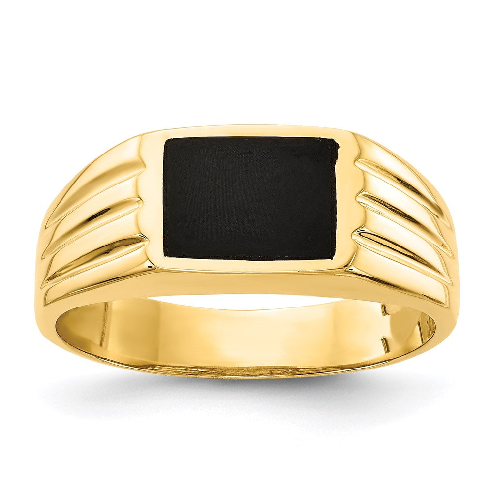 14K Yellow Gold Black Onyx Ring