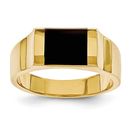 14K Yellow Gold Mens Onyx Ring