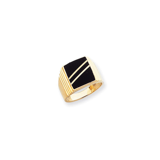 14K Yellow Gold Mens Onyx Ring