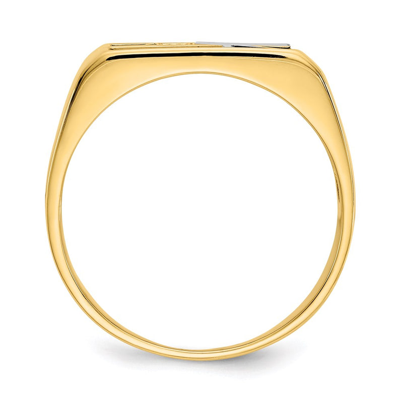 10k Yellow Gold Onyx Mother of Pearl & A Quality Diamond Mens Ring (Custom Order)