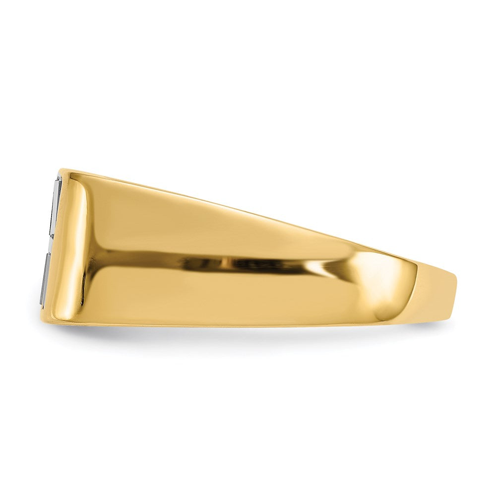 14k yellow gold onyx mother of pearl a quality real diamond mens ring or262a