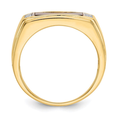 14K Yellow Gold Tigers Eye & A Quality Real Diamond Mens Ring