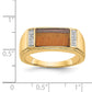 14K Yellow Gold Tigers Eye & A Quality Real Diamond Mens Ring