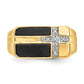 14K Yellow Gold Onyx & Real Diamond Mens Cross Ring