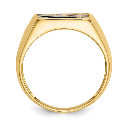 14K Yellow Gold Men's Onyx & Red Agate Real Diamond Ring