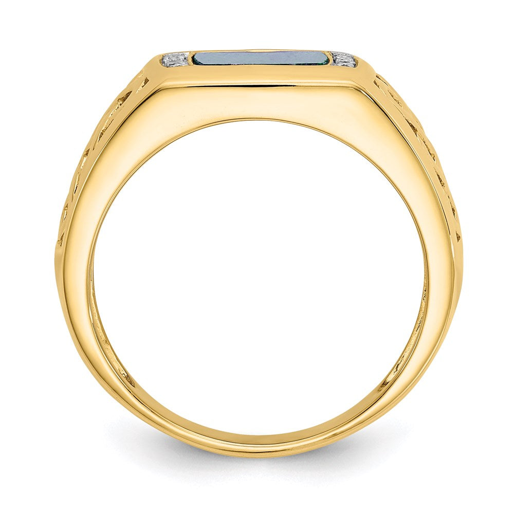 14K Yellow Gold Lapis Real Diamond Ring