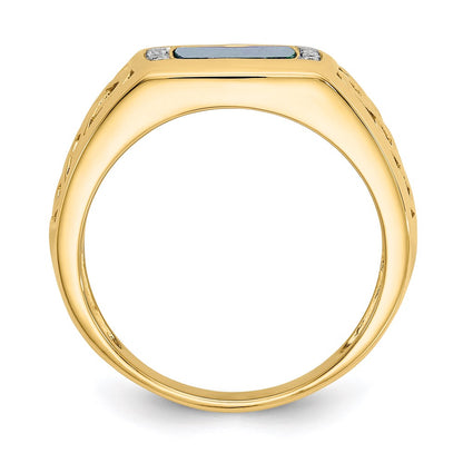 14K Yellow Gold Lapis Real Diamond Ring