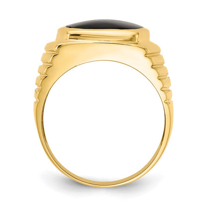 14K Yellow Gold Mens Onyx Ring