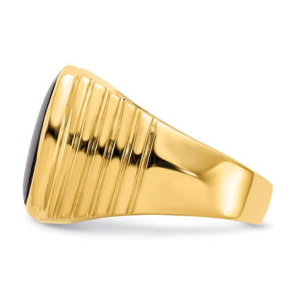 14K Yellow Gold Mens Onyx Ring
