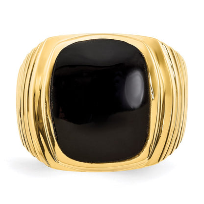 14K Yellow Gold Mens Onyx Ring