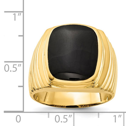14K Yellow Gold Mens Onyx Ring