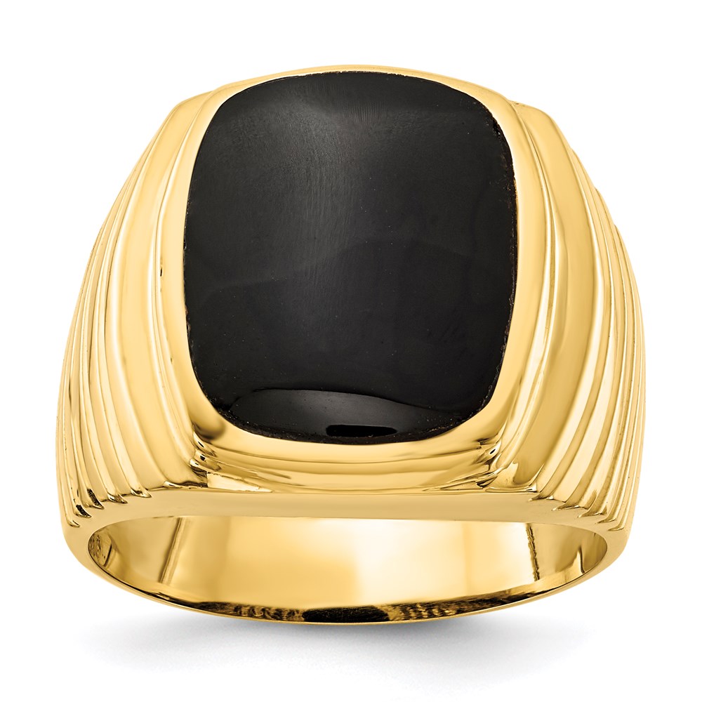 14K Yellow Gold Mens Onyx Ring